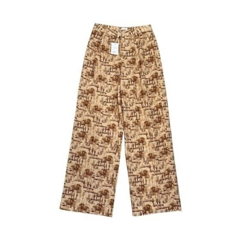 NEW Cami NYC Wide Leg Pants Cactus Desert Print Linen Blend Rylie Size 8 - Picture 1 of 7